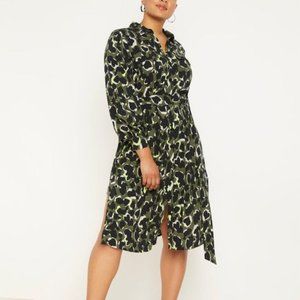 Eloquii Camo Button Down Shirt Dress